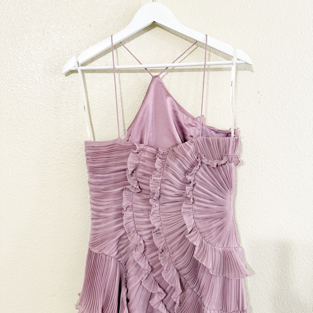 AMUR Lorelie Halter Pleated Rosette Side Gown in Water Hyacinth Viral size 8 US - Picture 11 of 14